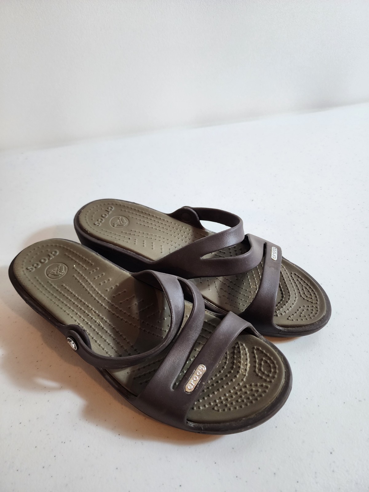 Crocs Patricia II Womens W8 Brown Espresso Croslite Wedge Slide Comfort Sandals