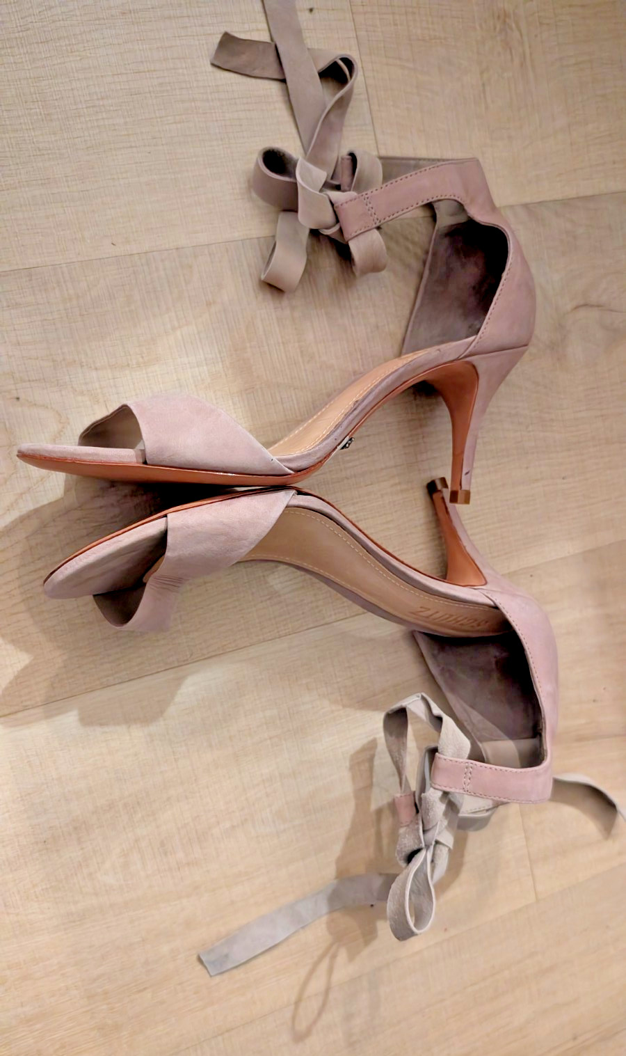 New Light Beige Schultz Strap Heels US 6.5B Leather Peep Toe Kitty New Soft