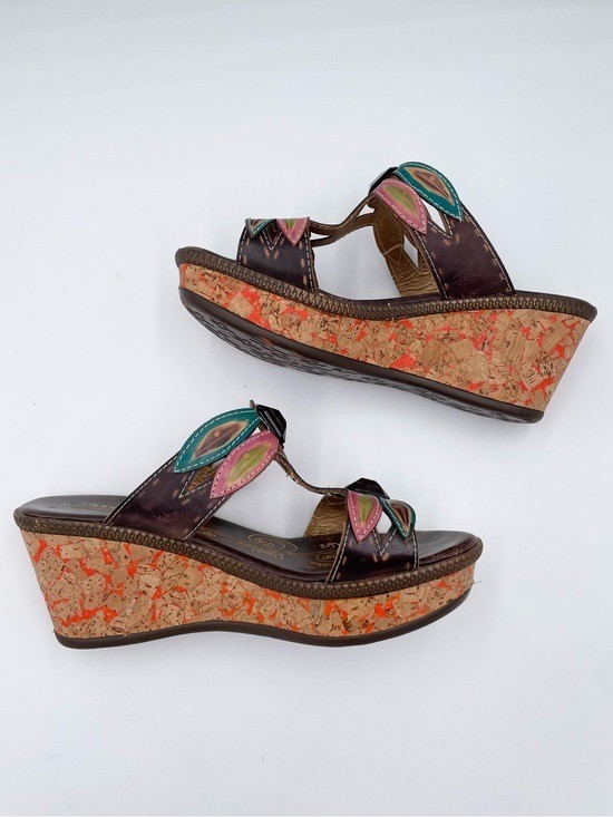Spring Step Bonita Sandals Women’s Size 40 US 9 Bohemian Artsy Colorful Leaf
