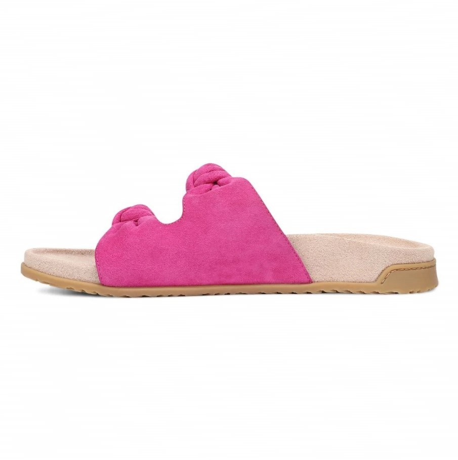 VIONIC Women Elara Slide Sandal, Rose Violet Suede (NEW)