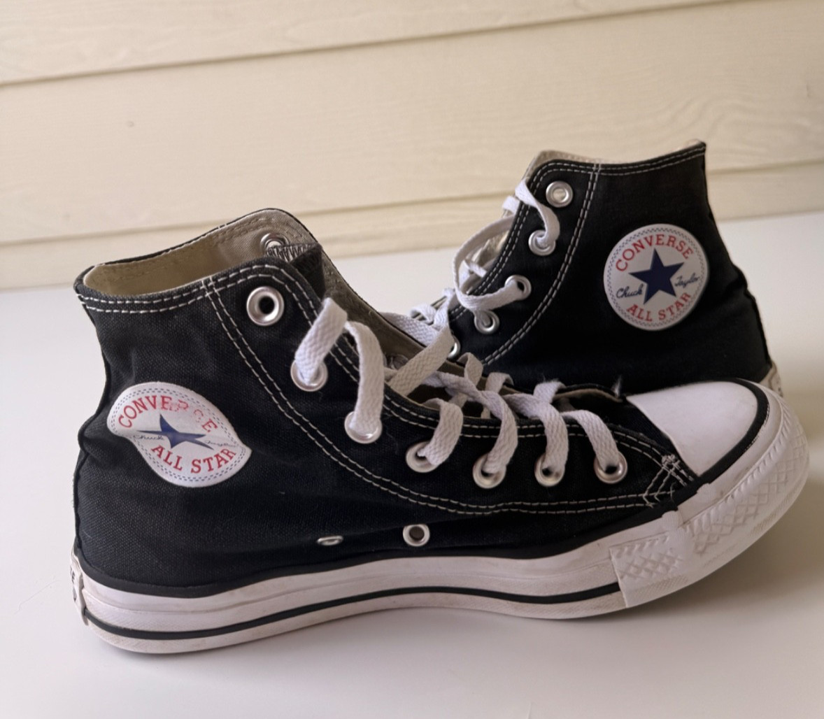 Converse Chuck Taylor All Star High Top Black Canvas Shoes Women’s Size 8 EUC