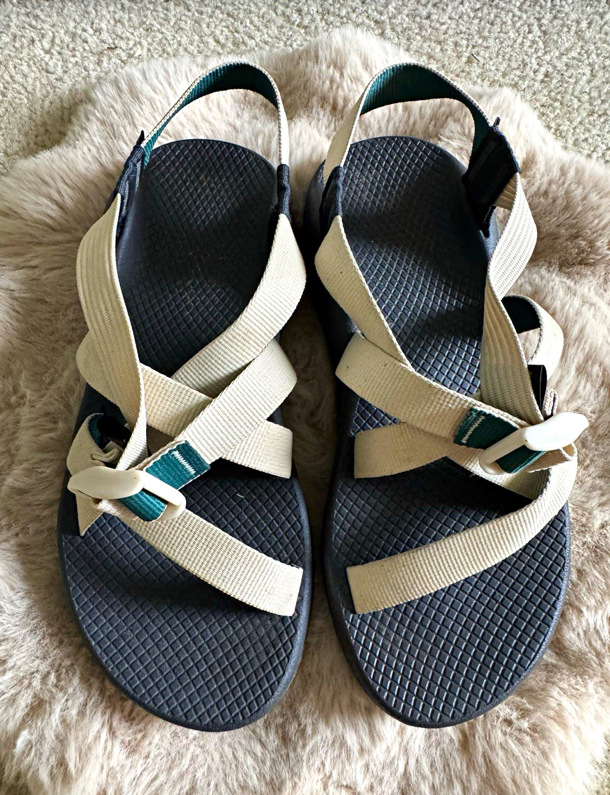 Chaco strappy sandals beige black teal adjustable ankle strap buckle women US 9