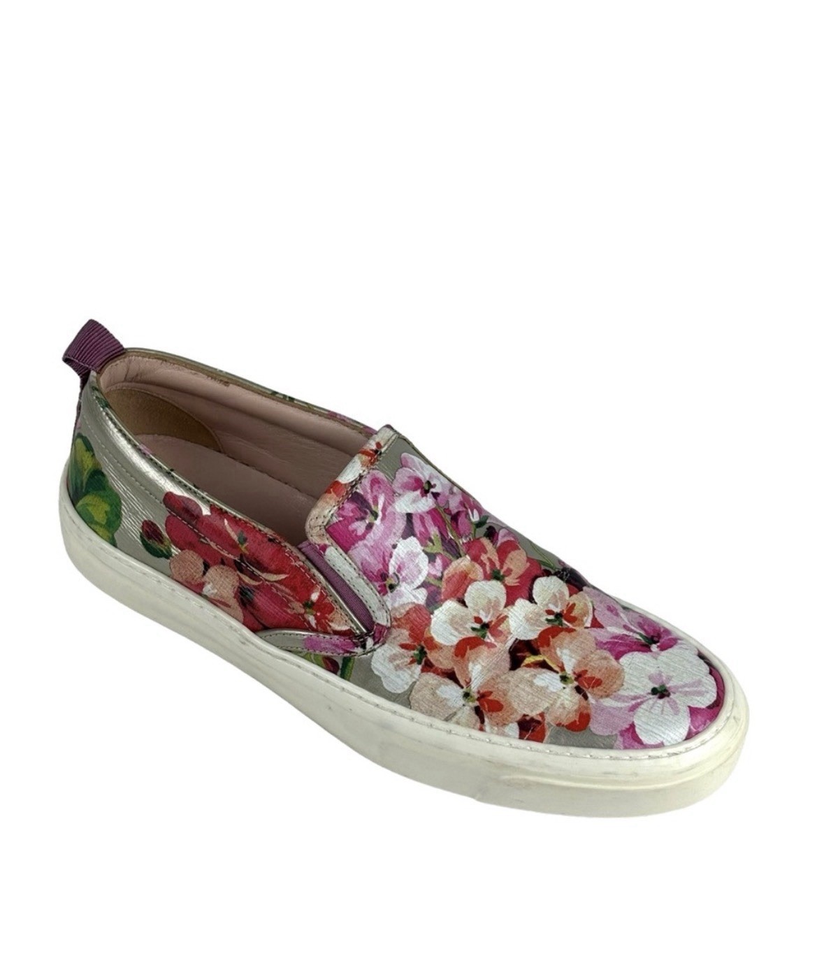 Gucci Floral Print Slip-On Flats Pink Leather Women’s Shoes size 36 US 6.5
