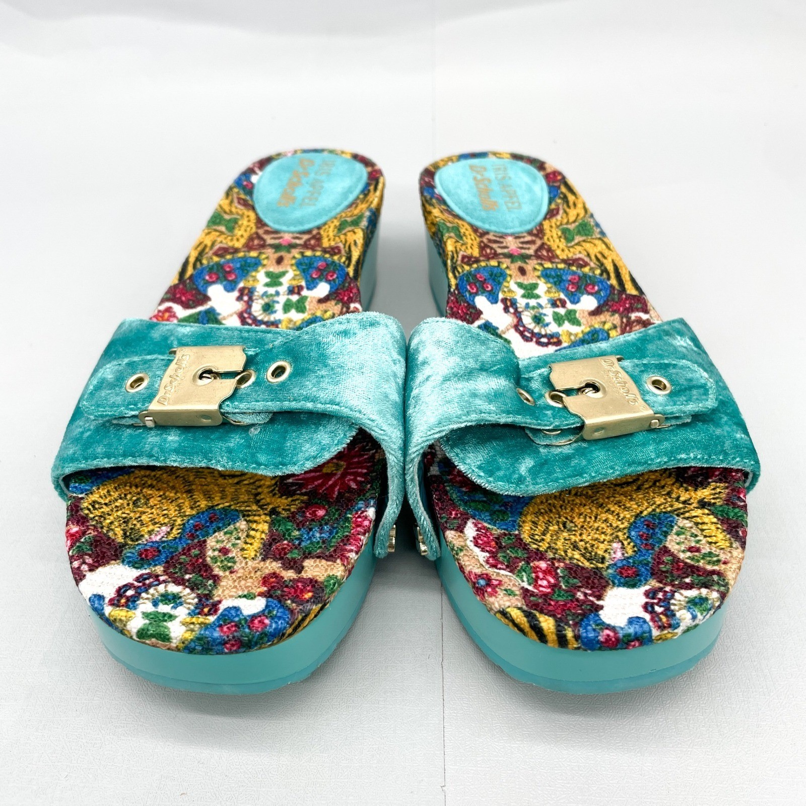Dr. Scholls Iris Apfel Original Too Womens 7 Slide Sandals Tiger Velvet Platform