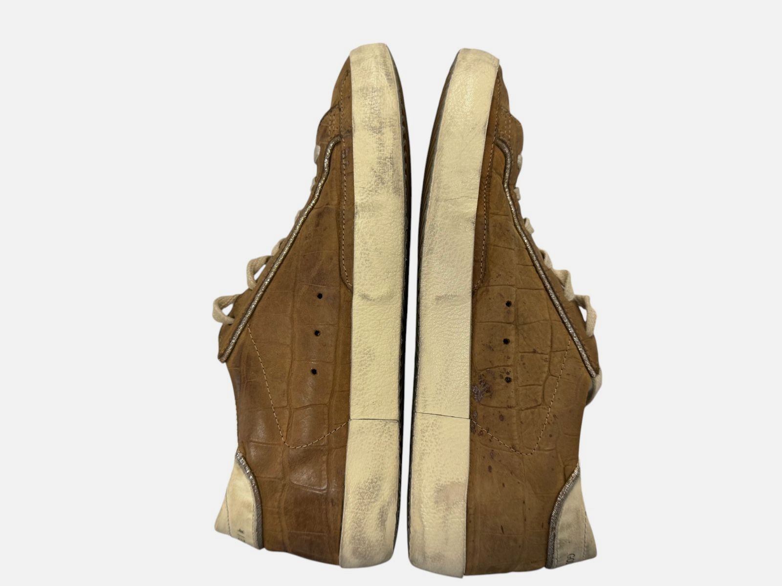 Golden Goose Women’s Brown Super-Star Croco Sneakers Shoes Size EU:38 US:8
