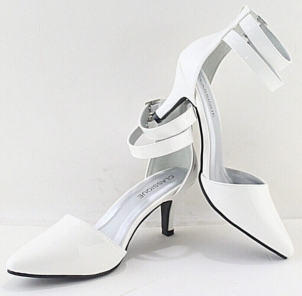 CLASSIQUE WOMENS CAMLO multi sizes 2.5 in HEEL DRESS SHOES White Patent NEW