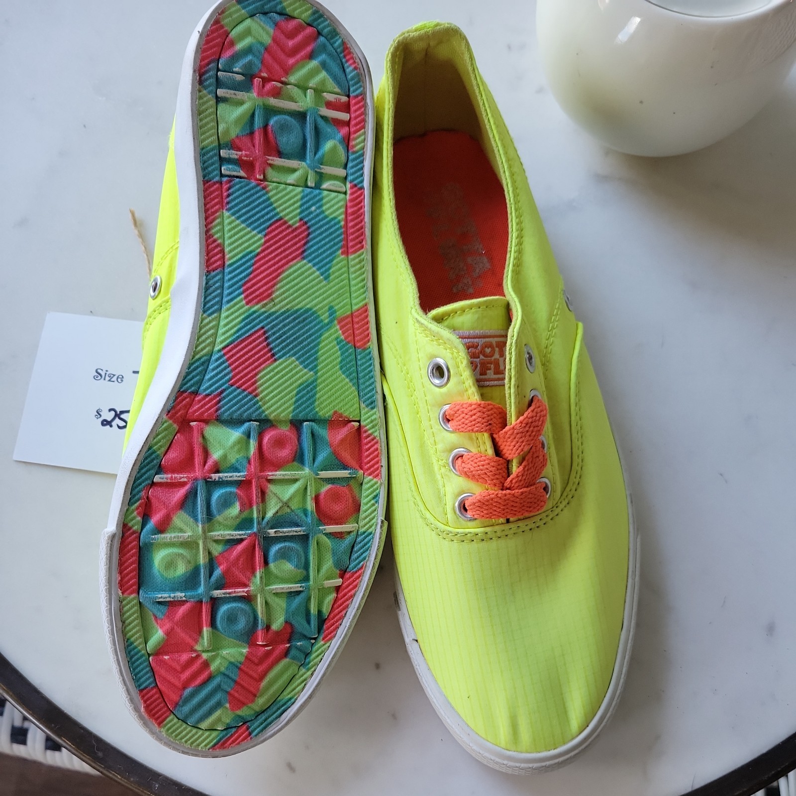 Gotta Flirt Neon Lime & Orange Tide Athletic Shoes Woman’s Sneakers