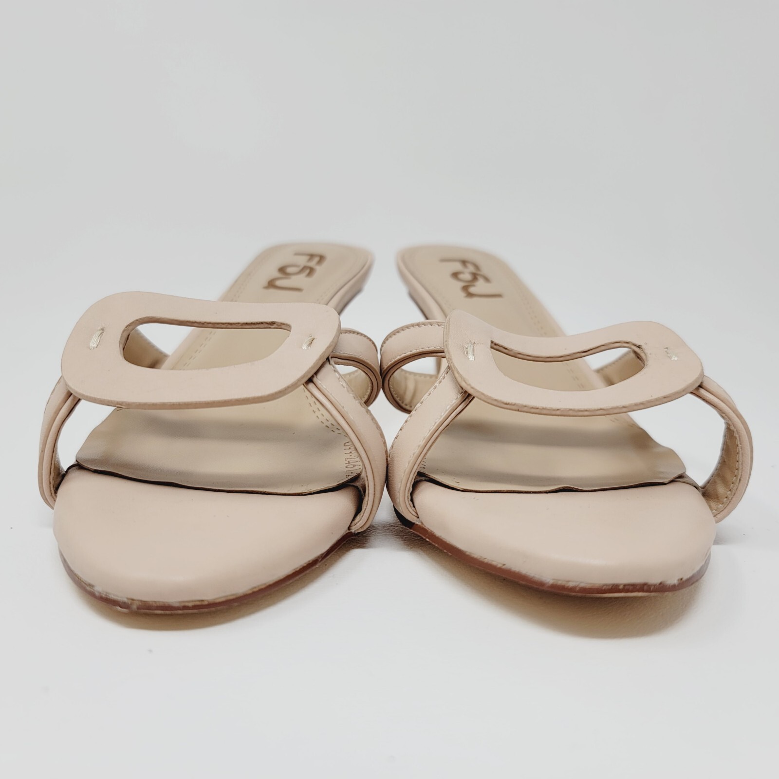 FSJ Womens Sandals Sz 11 M Summer Low Heel Slip On Shoes Casual Beige Shoes
