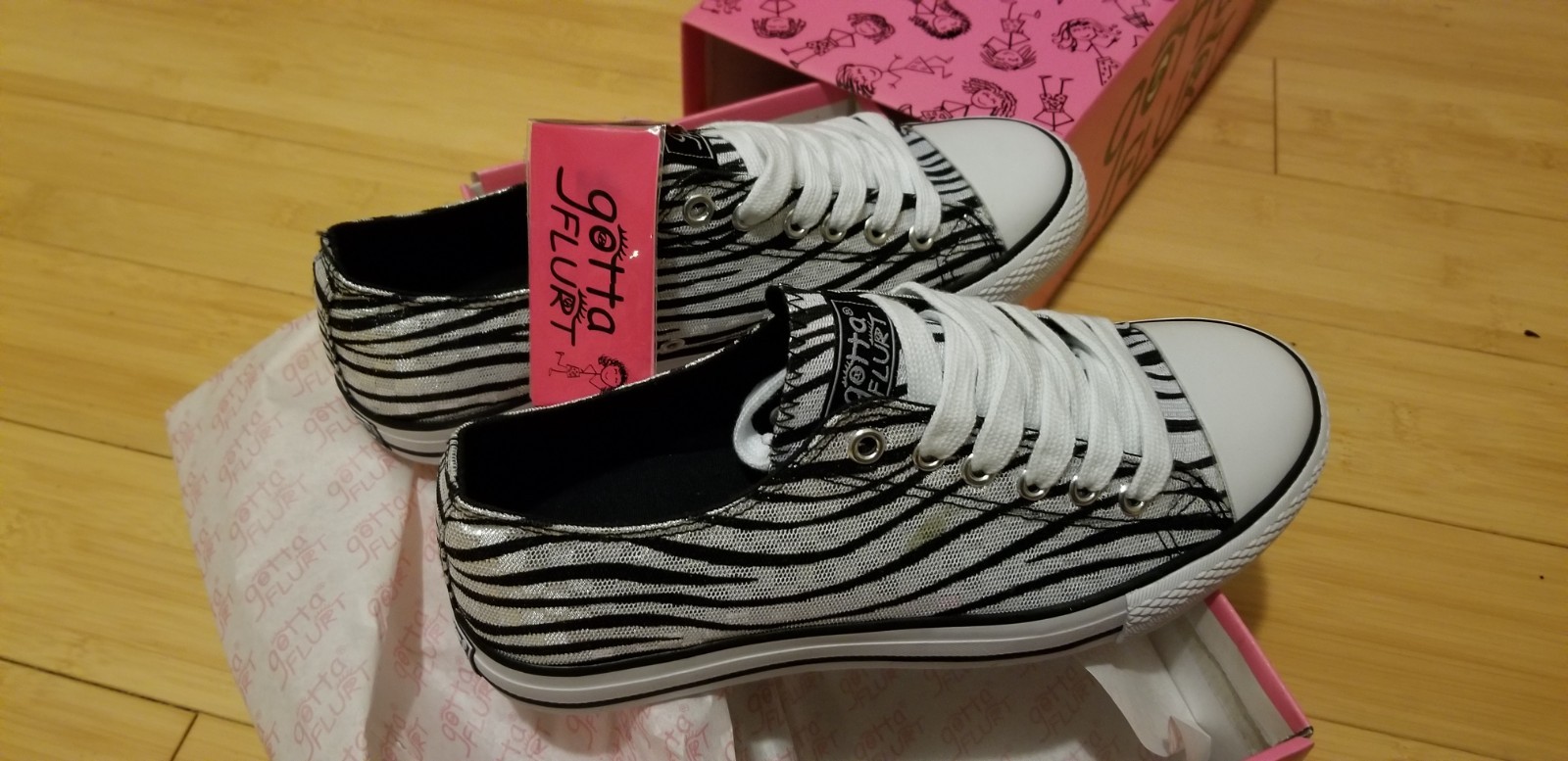 Gotta Flurt Sneakers NEW Sequin Zebra Print Super Cute-Actually New ! Never used