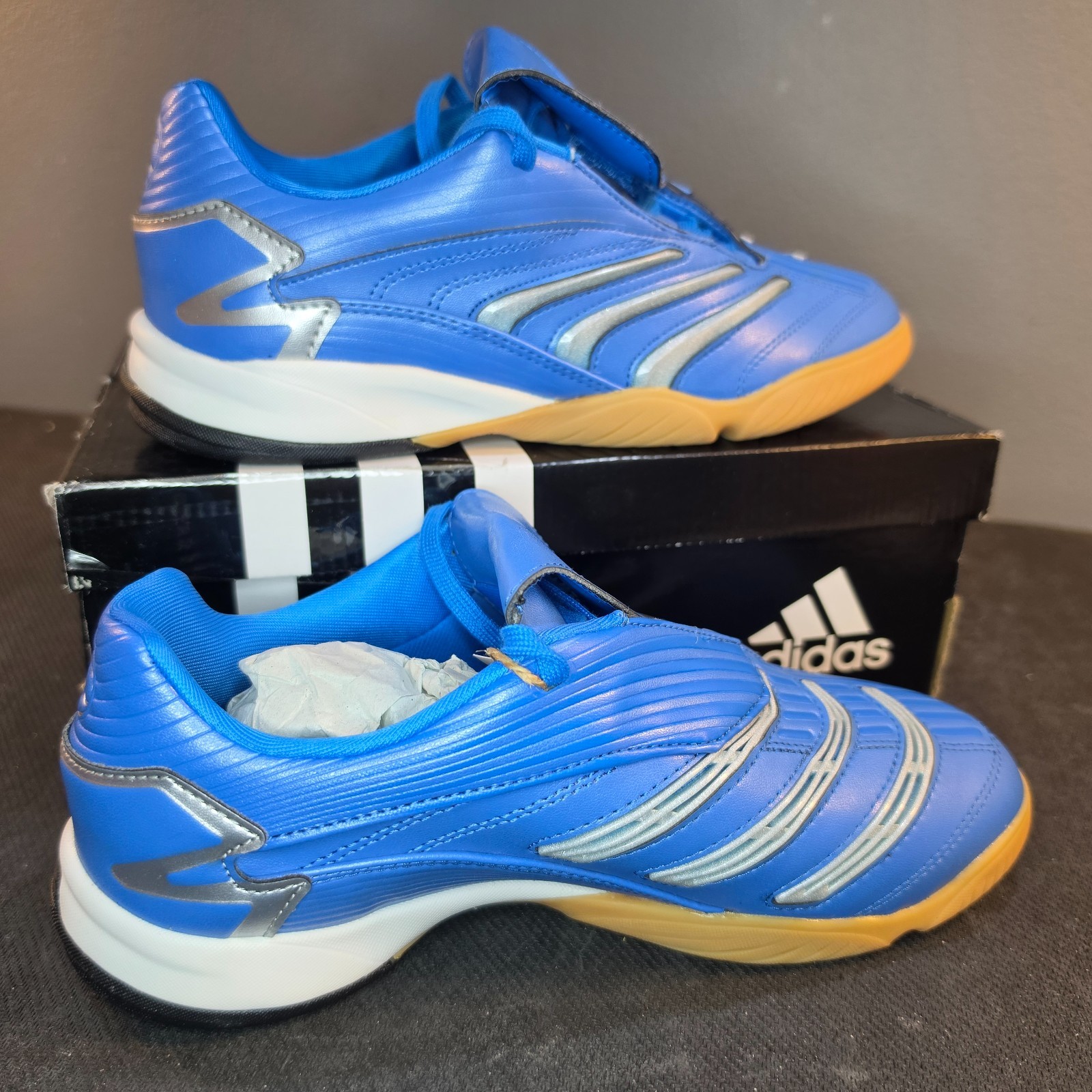 New Adidas Predator Sala W Wmns Sz 6.5 Blue Silver Indoor Soccer JR1637 NIB