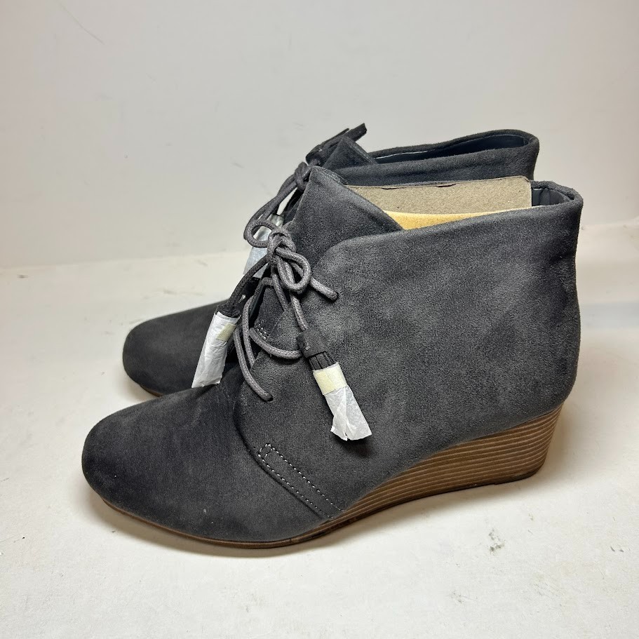 Dr Scholls Womens 8.5 M Dark Grey Dakota Lace Up Wedge Ankle Booties NIB GY8