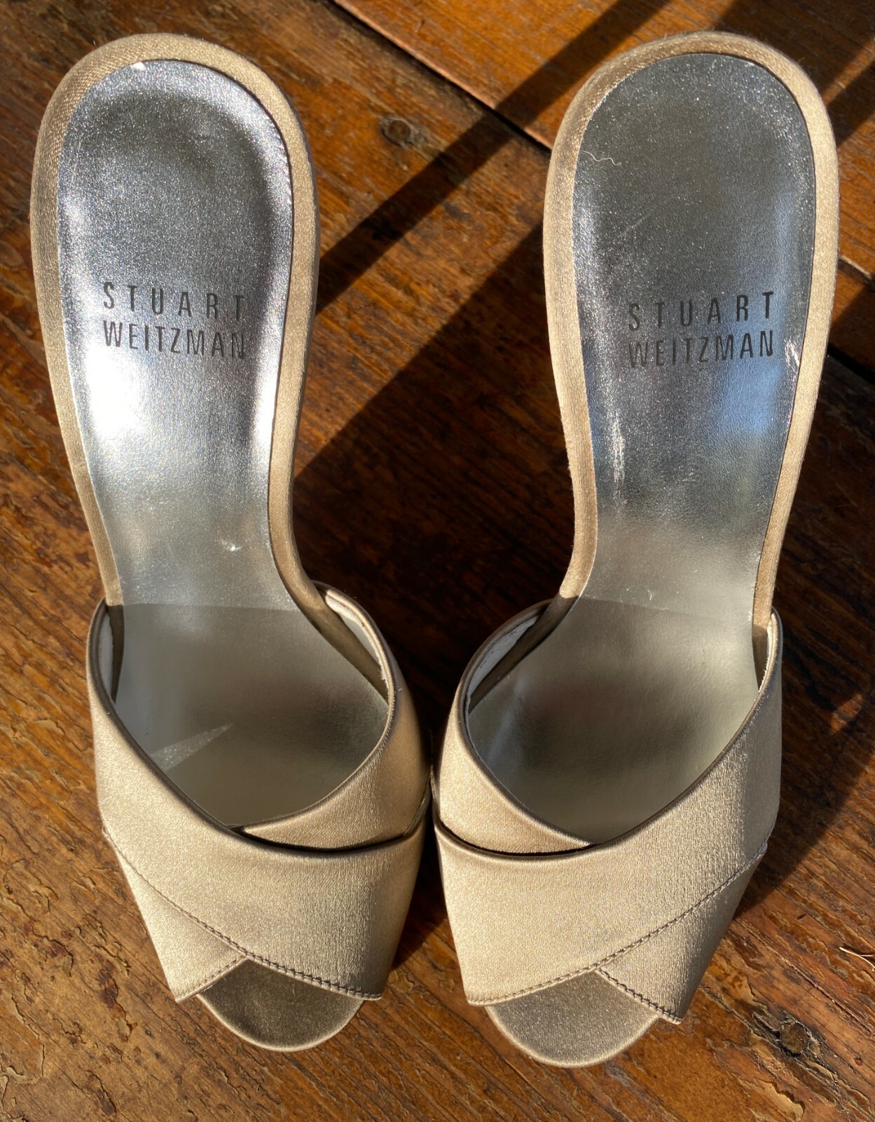 Fairytale Stuart Weitzman Stiletto Heel Peep Toe Misty Satin Size 5