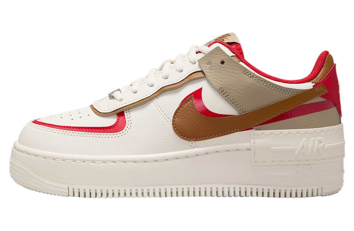 Women’s Nike Air Force 1 Shadow Phantom Fire Red British Tan Khaki HQ3400-030