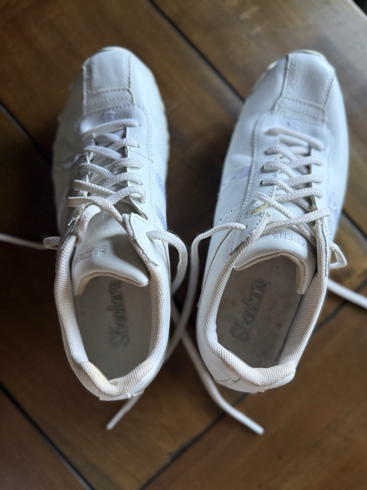 Vintage Skechers White & Silver Bling Dance Cheerleading Gymnastics Band – 7.5