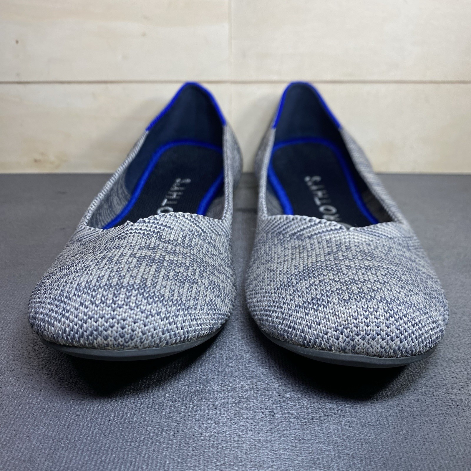 Rothy’s The Flat Grey Blue Knit Fabric Women’s Size 8 Shoes Slip-Ons