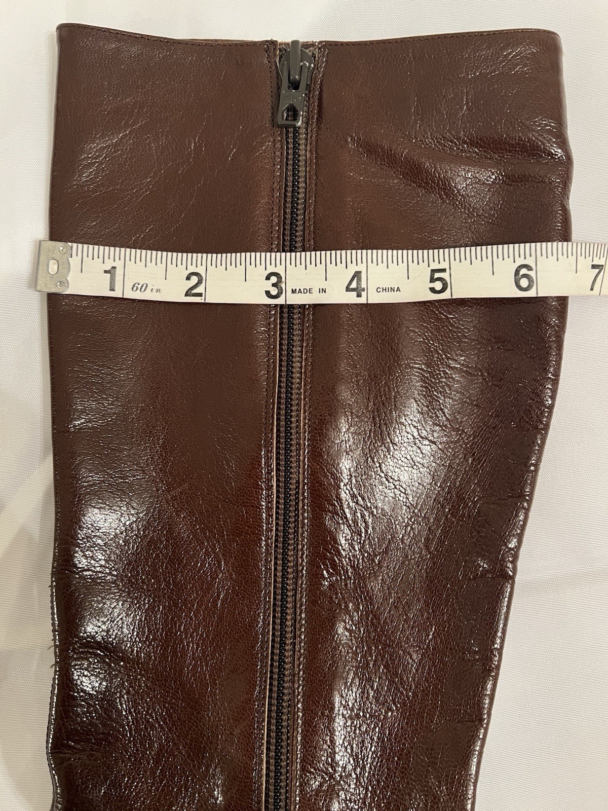 70s Vintage Halston Brown Leather Knee High Boots Womens 7M Block Heel Zip Italy