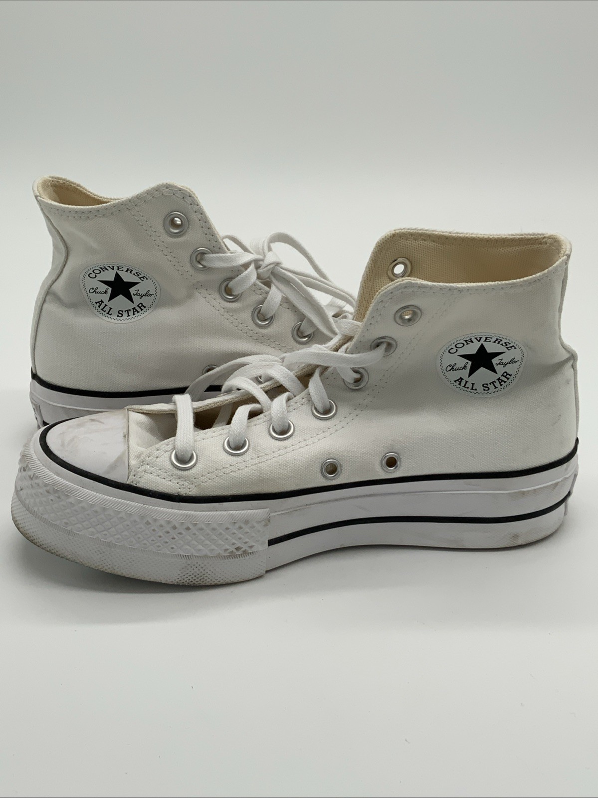 Converse CTAS Lift Hi Platform Canvas Women Size 6 White Used 560846C