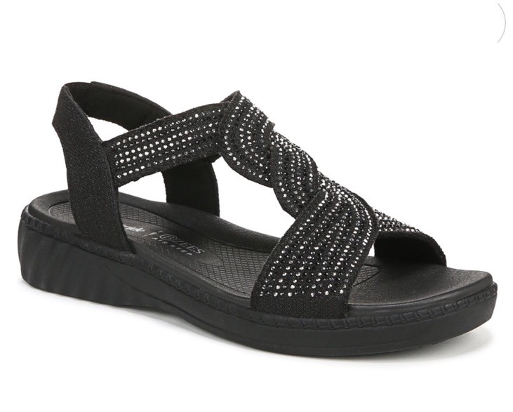 Bzees For Lifestride Women’s Lilly Bright Strappy Sandal Brand New Black 8M NEW