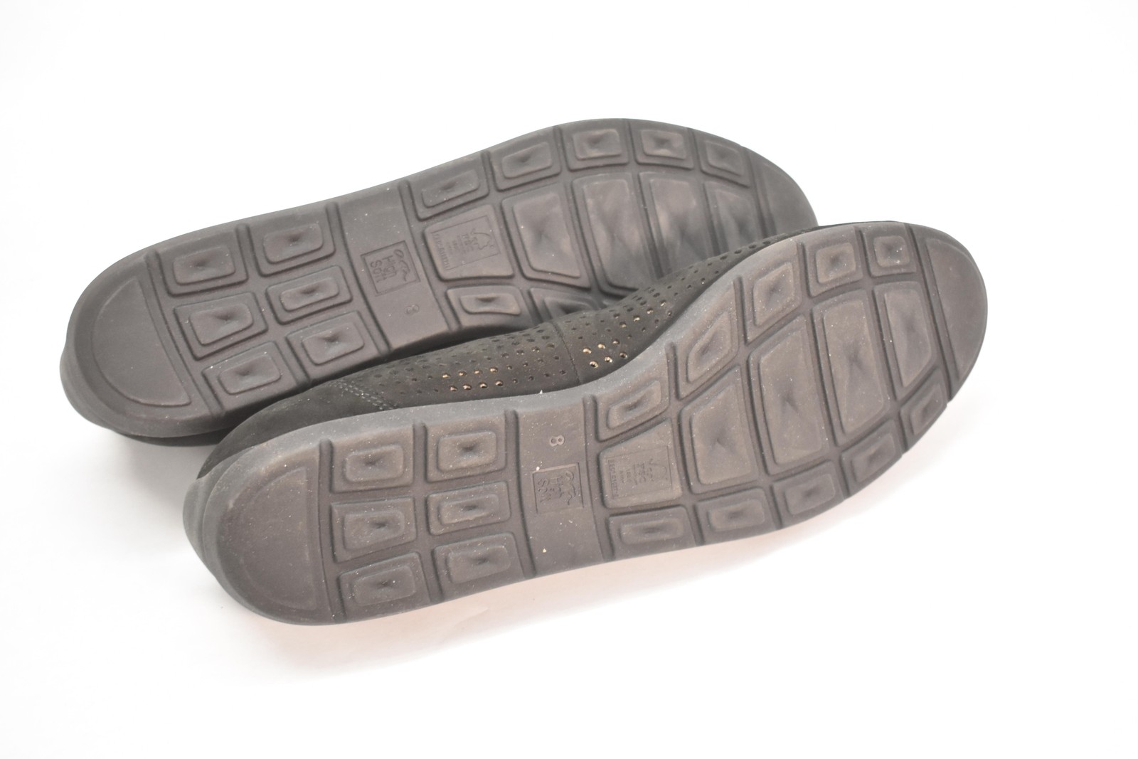 Ara High Soft Shoes Womens Size 8 Black Suede Ballet Flats Perforated Comfort