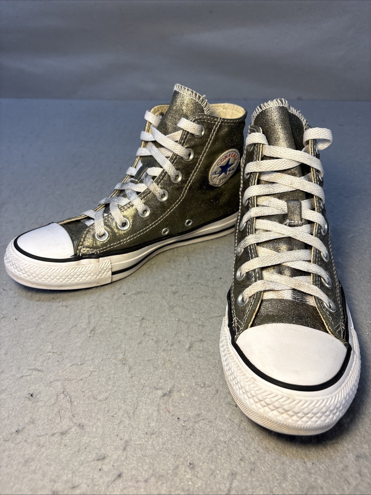 Converse Chuck Taylor AllStar High Top Metallic Green Glitter Sneakers Women’s 6