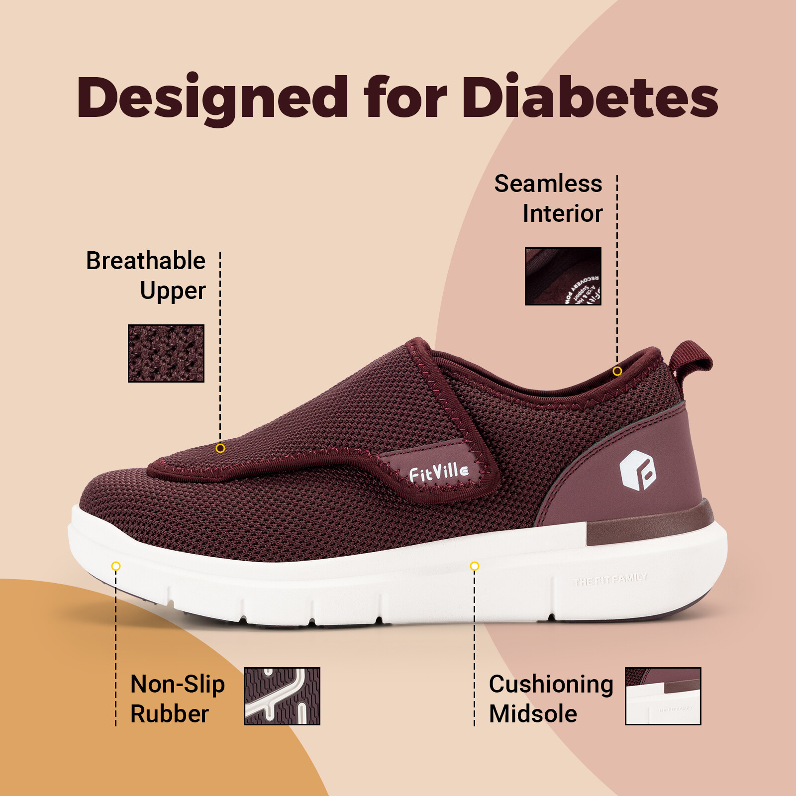 FitVille Womens Diabetic Shoes Extra Wide Walking Shoes Slip-On Orthopedic 6-11