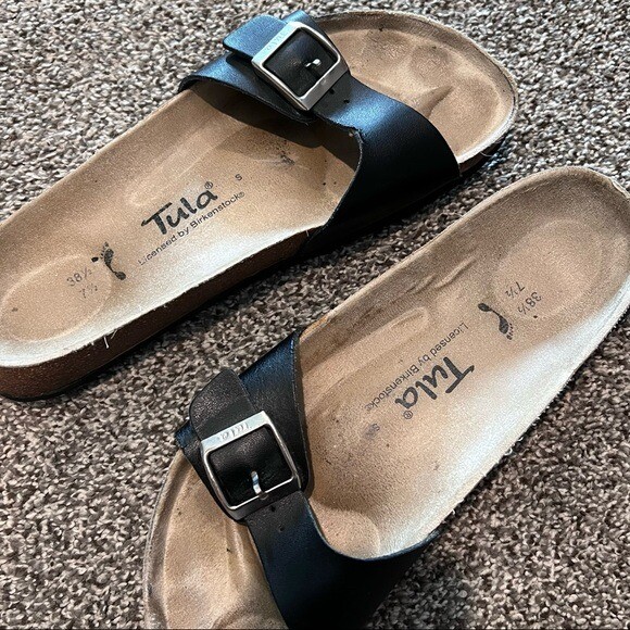 Women’s Tula by BIRKENSTOCK Black Strap Slide Sandals Sz 7.5