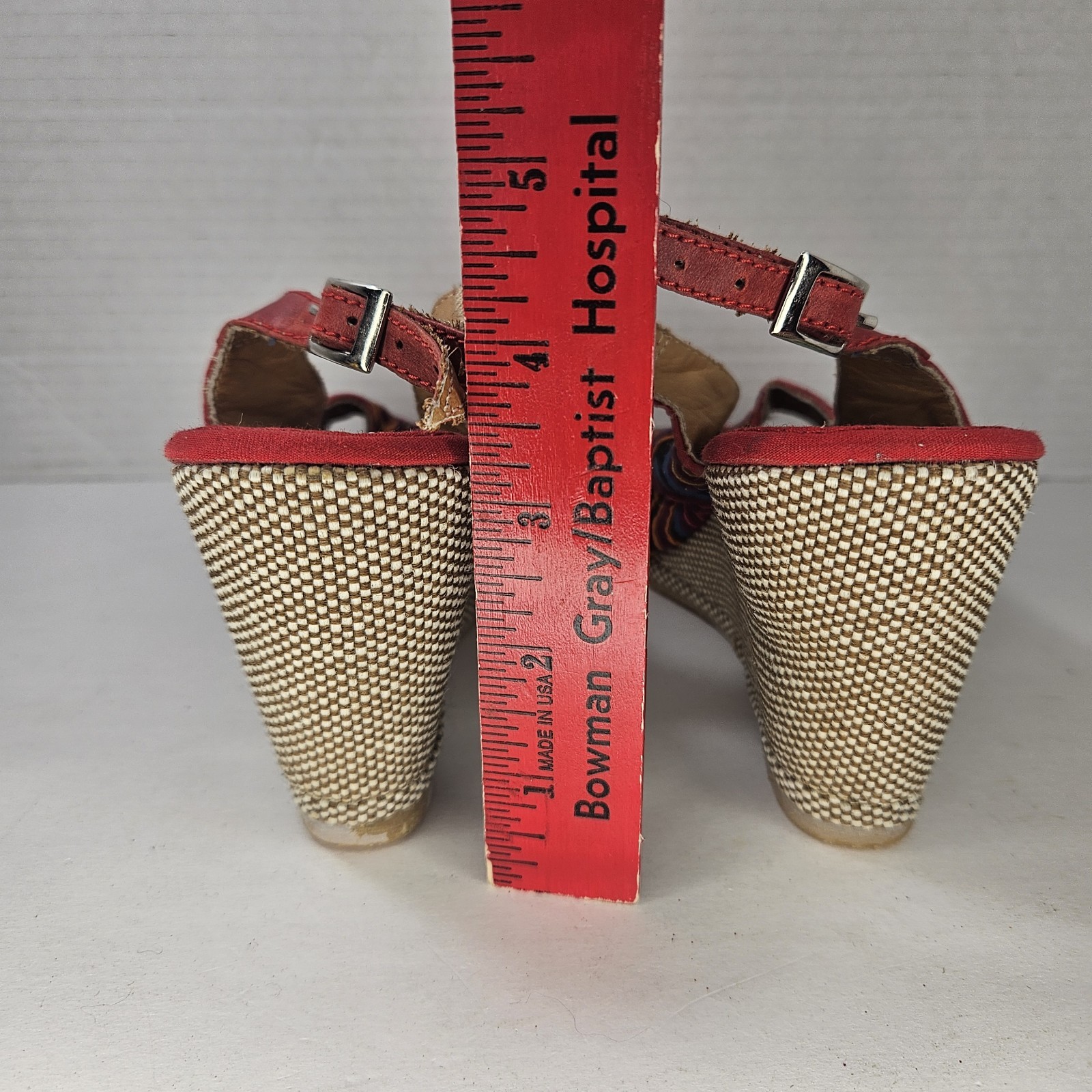 Motalas Handmade Wedge Sandals Size 38 Colombia Tribal Textile Leather Boho 7.5