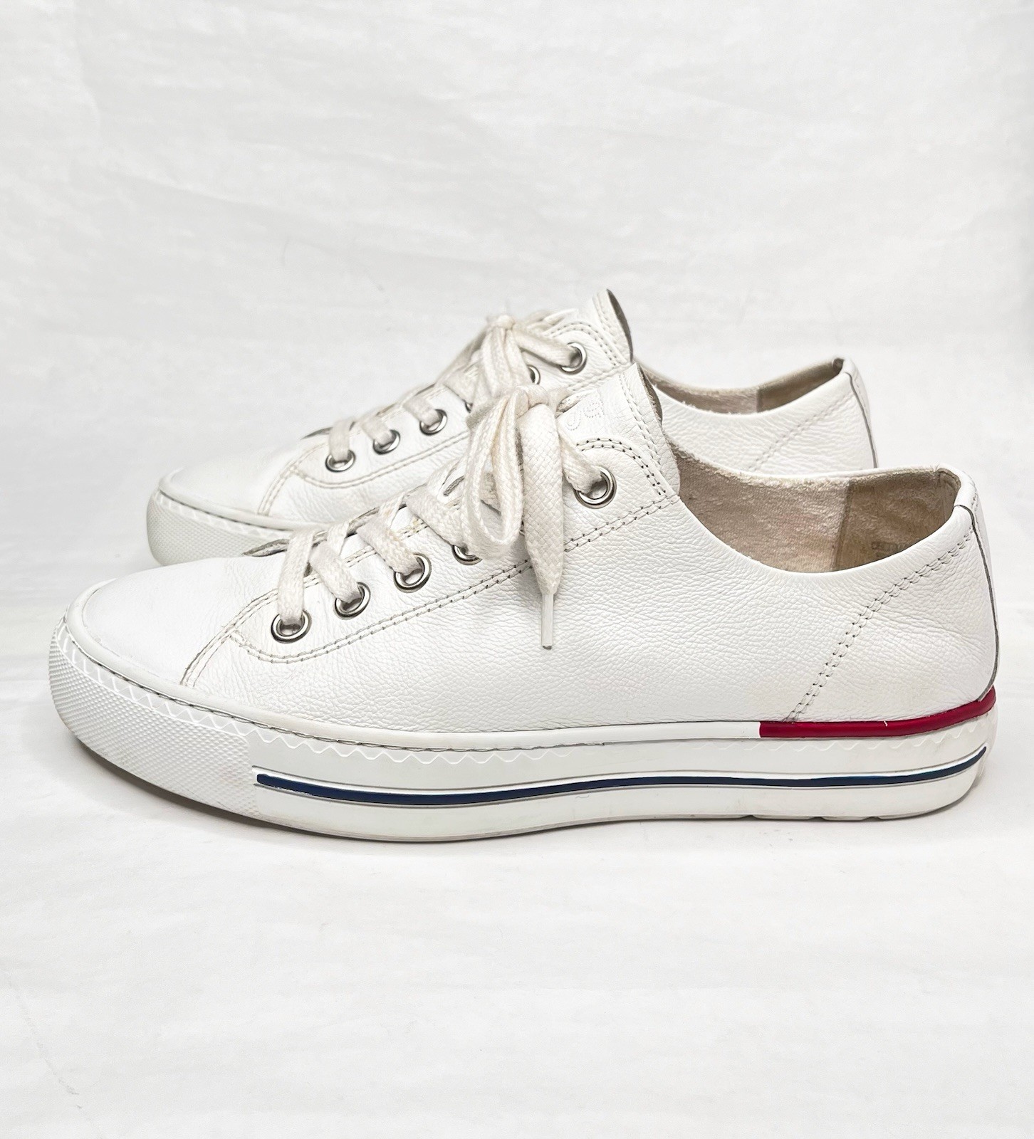 【EUC!】Paul Green ✤ Carly Sneakers White Pebble Leather US W 8.5 🇦🇹Austria Made