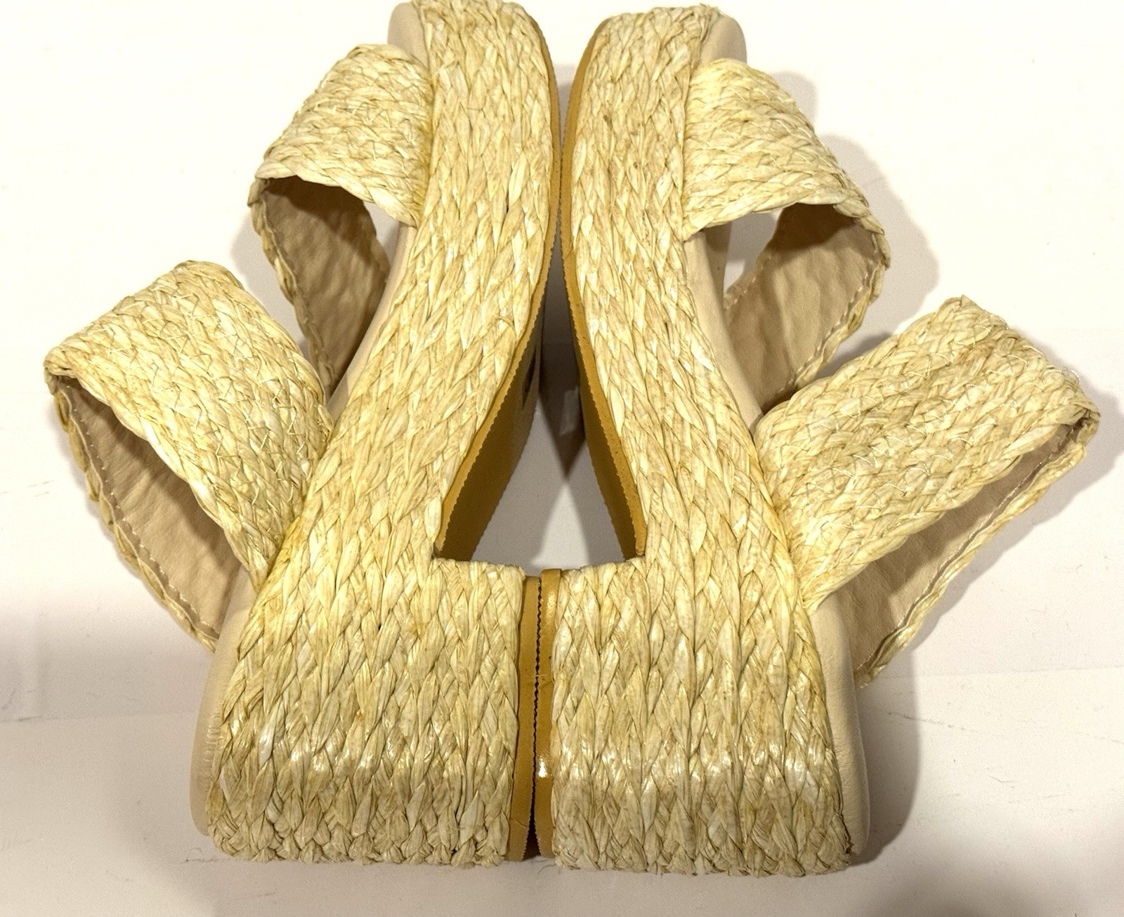 Matisse Raffia Platform Sandals Women’s Block Heel Slides Size 8 US NEW!