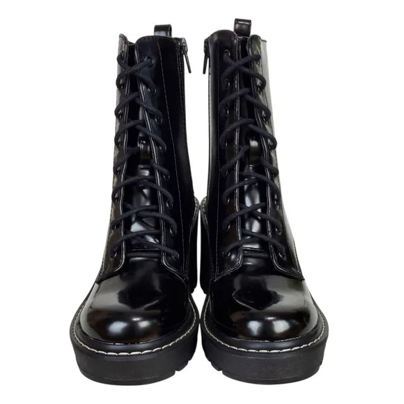 Madden girl Lion block heel platform boots black lace up zip chunky y2k gothic