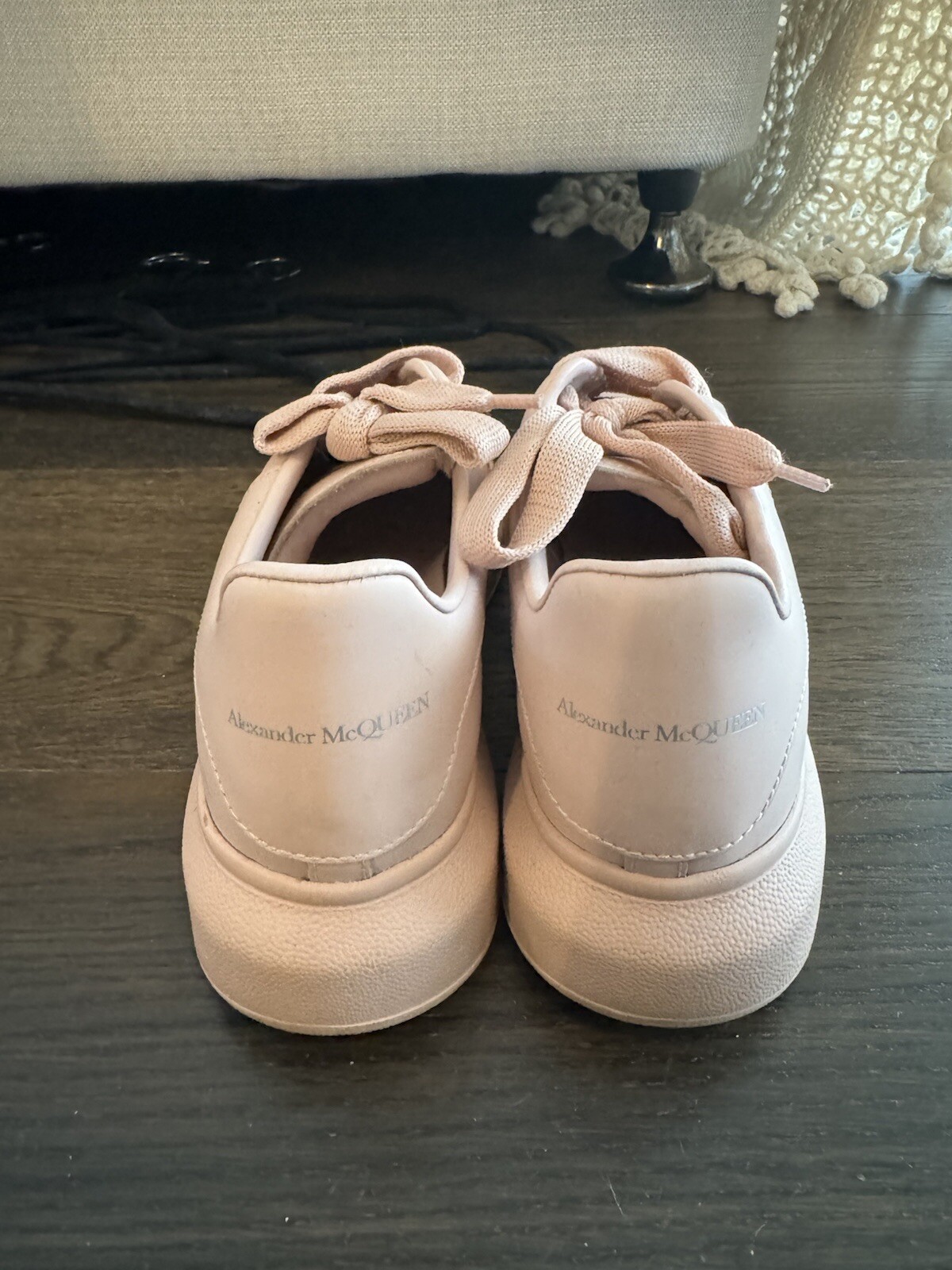 ALEXANDER MCQUEEN Oversized Low-Top Sneakers Size 37.5 Pink Leather