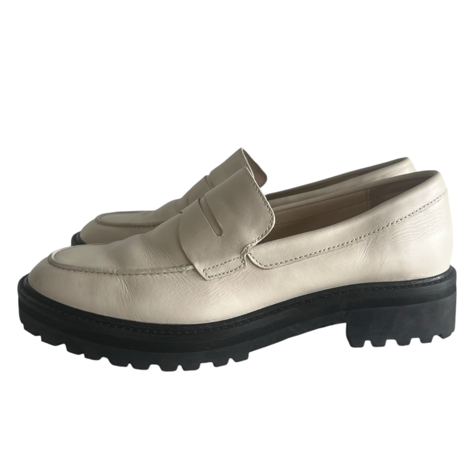EVERLANE The Lug Sole Loafer 9.5 Chunky Parchment Cream Ivory Leather Platform