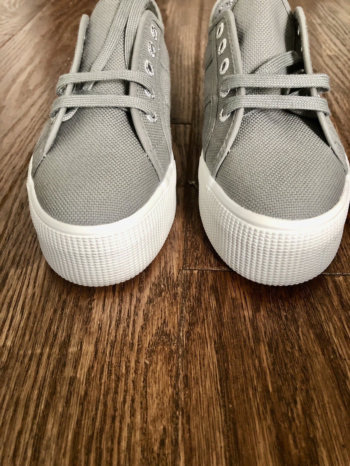 SUPERGA 2750 Gray Sage Canvas Platform Sneakers US 6 NEW