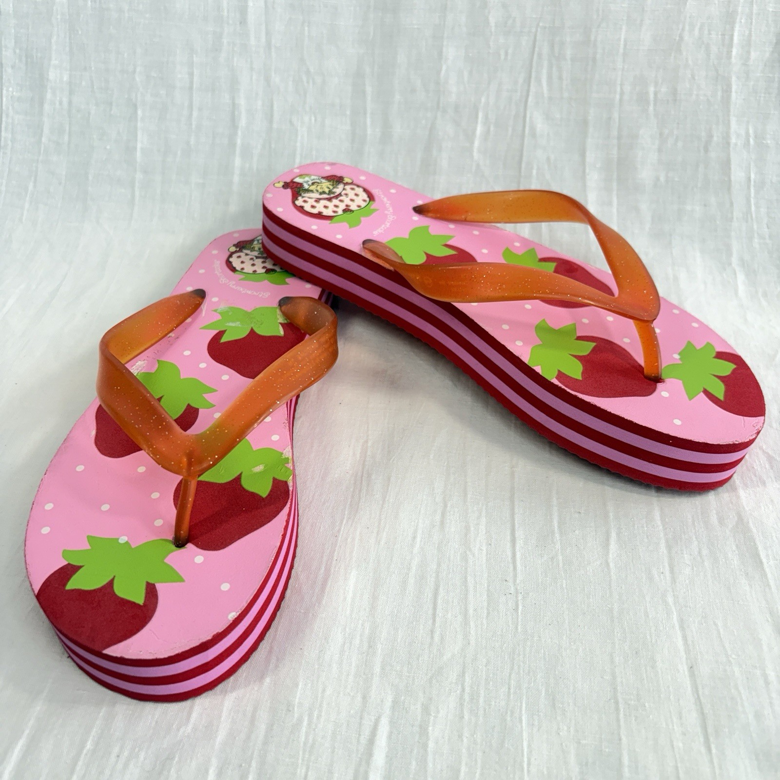 Vintage 2004 Strawberry Shortcake Flip Flops New Size M9/10