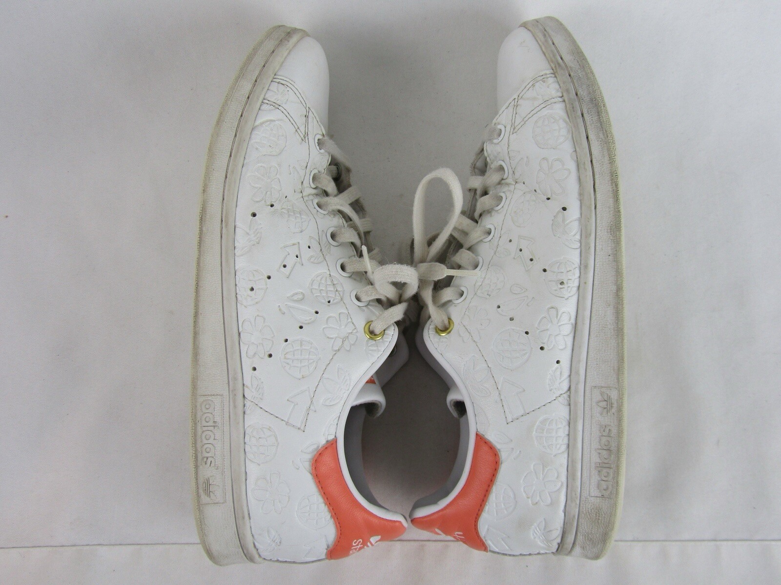 Womens Adidas Stan Smith Embossed Graphics Shoes-Size 11-White/Semi Coral-FX5677
