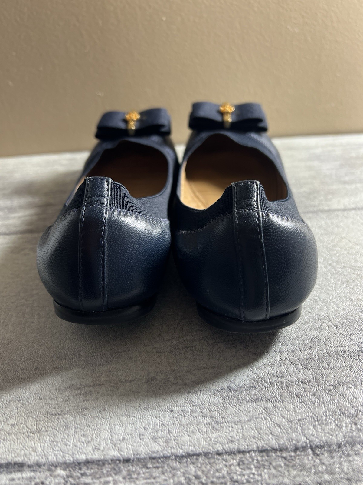 Tory Burch Women’s Shoes Size Sz 6M Leather Gold Grosgrain Bow Sedgwick Ballet