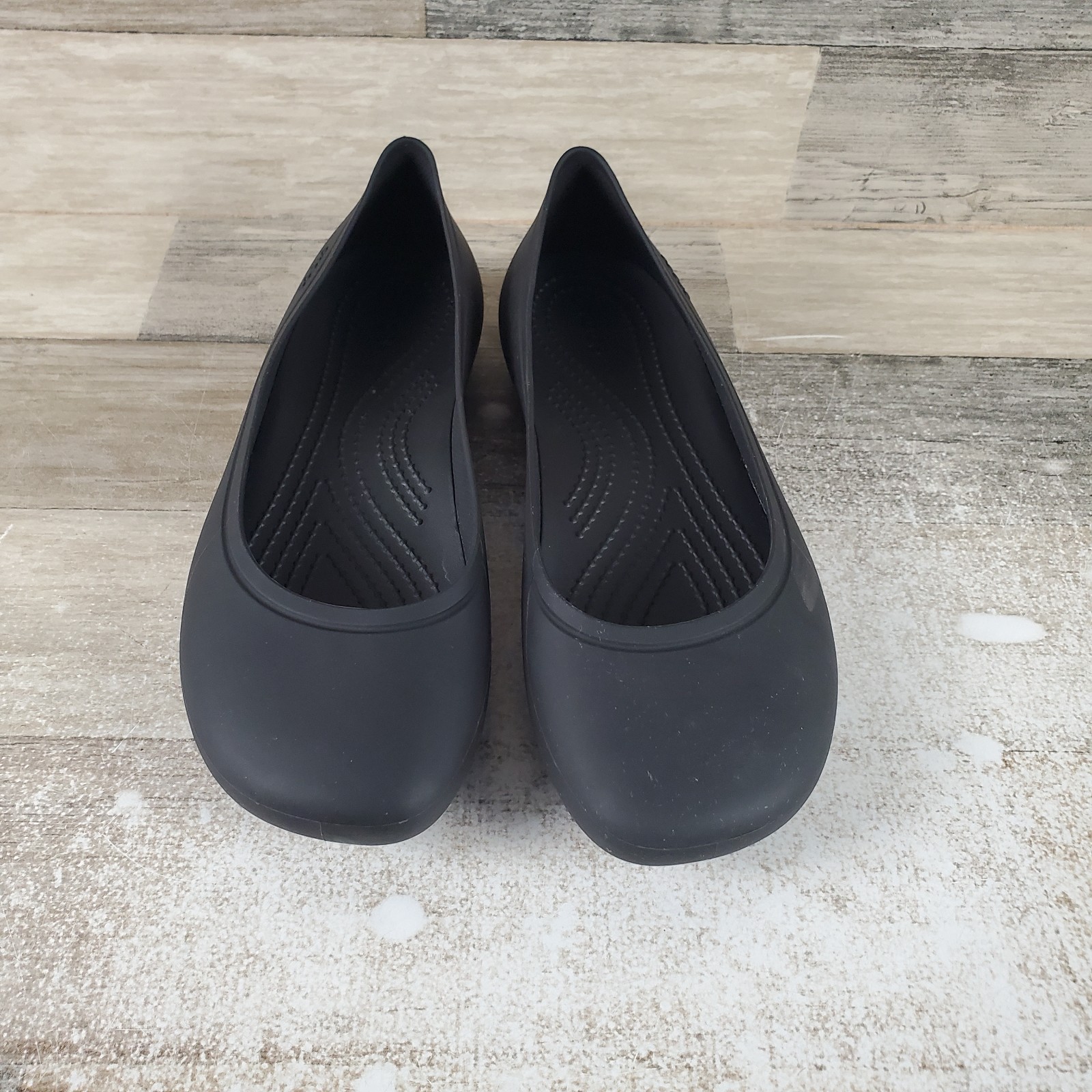Crocs Brooklyn Womens Ballet Flats Sz 7 W Black Rubber Comfort Slip On Round Toe