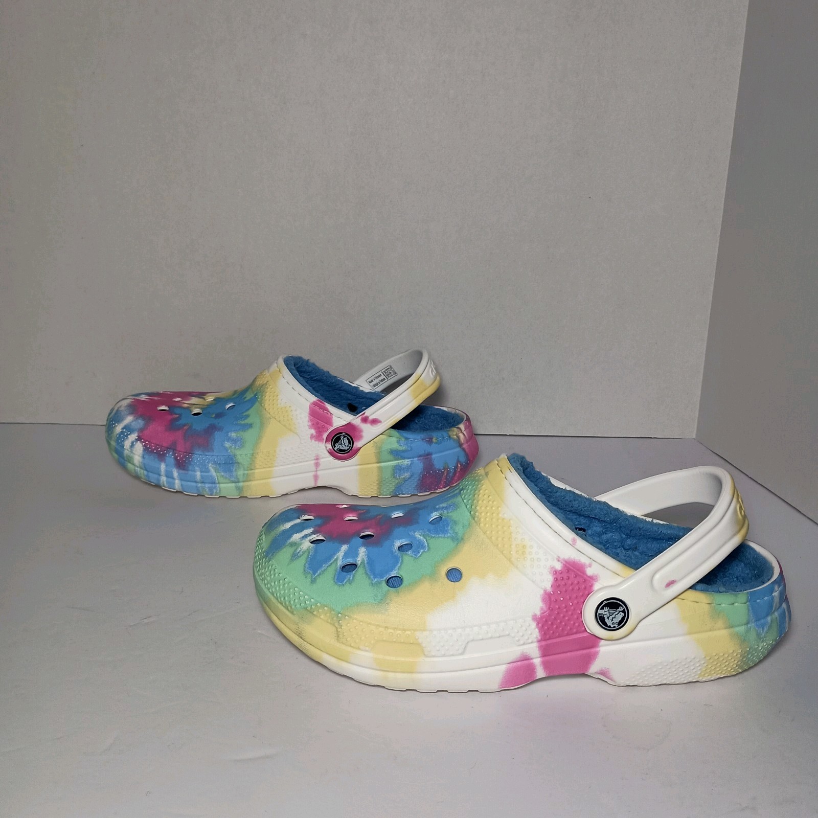 Crocs Clogs Unisex Baya Fuzzy Lined TieDye Pastel Swirl Spacecore Women 8/Men 6