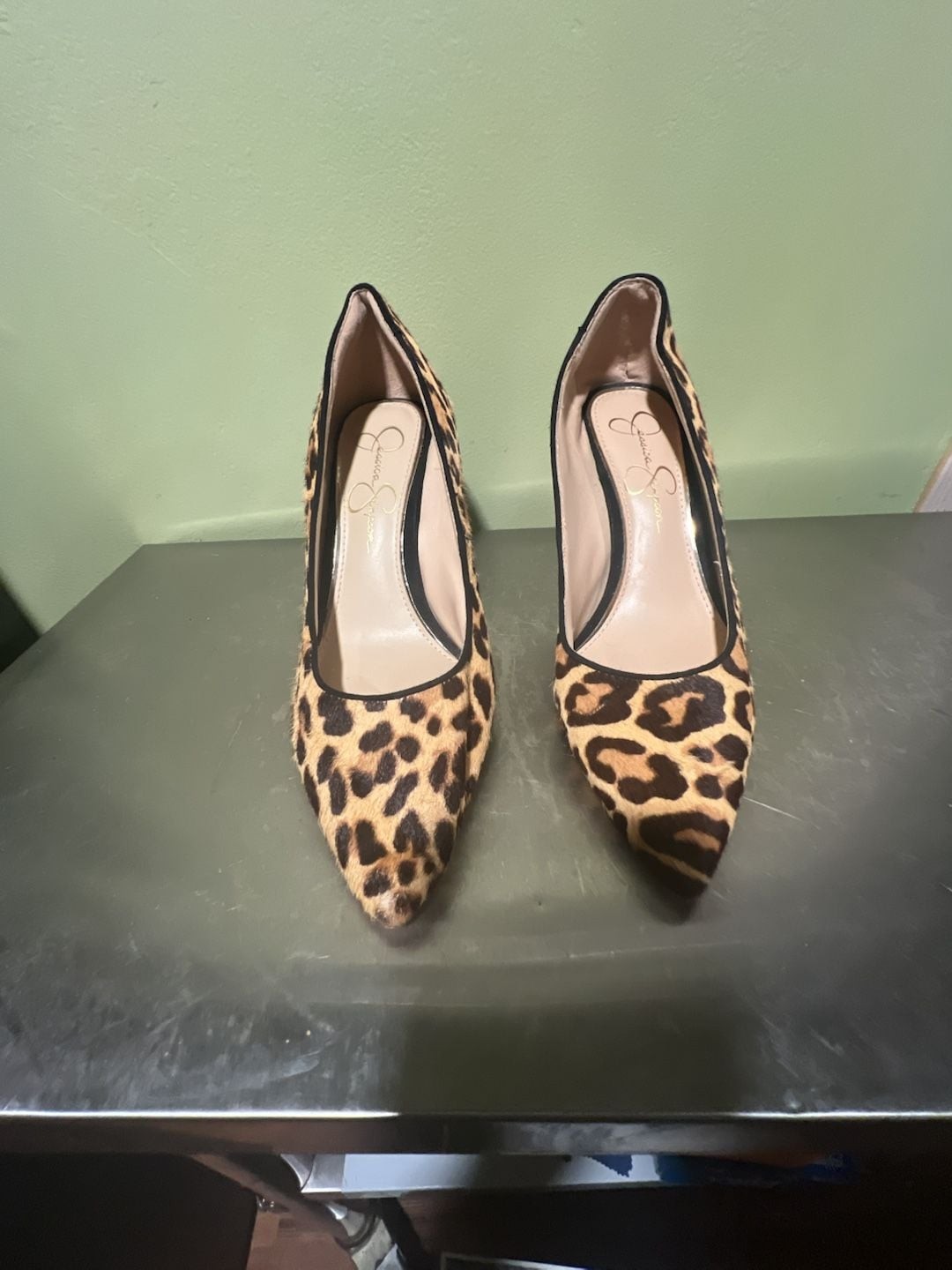 Jessica Simpson Carpena Leopard Print Hair Calf Pointed Toe Pumps