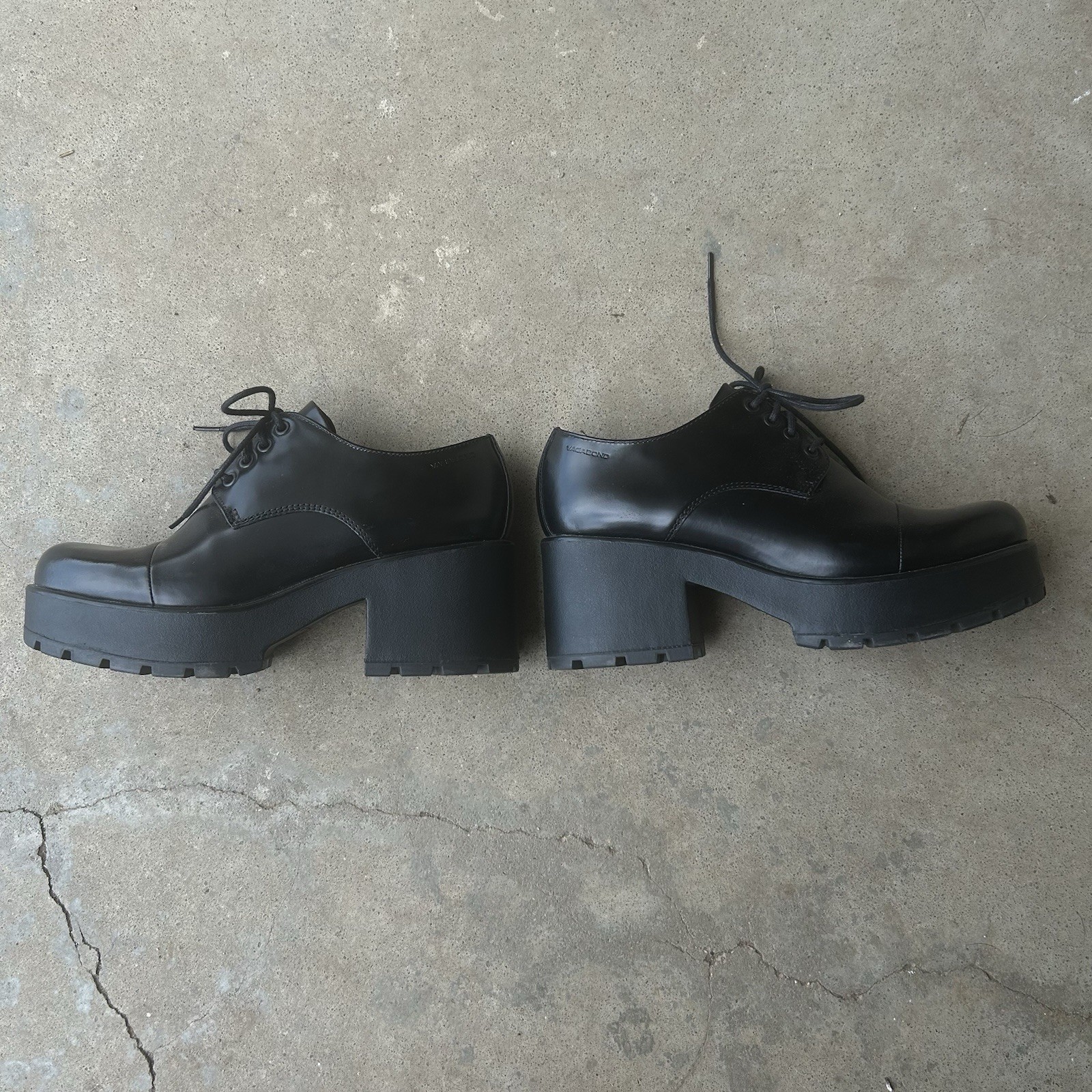 Vagabond Shoemakers Shoe Sz. 40/10 Black Leather Oxfords Lug Platform Academia