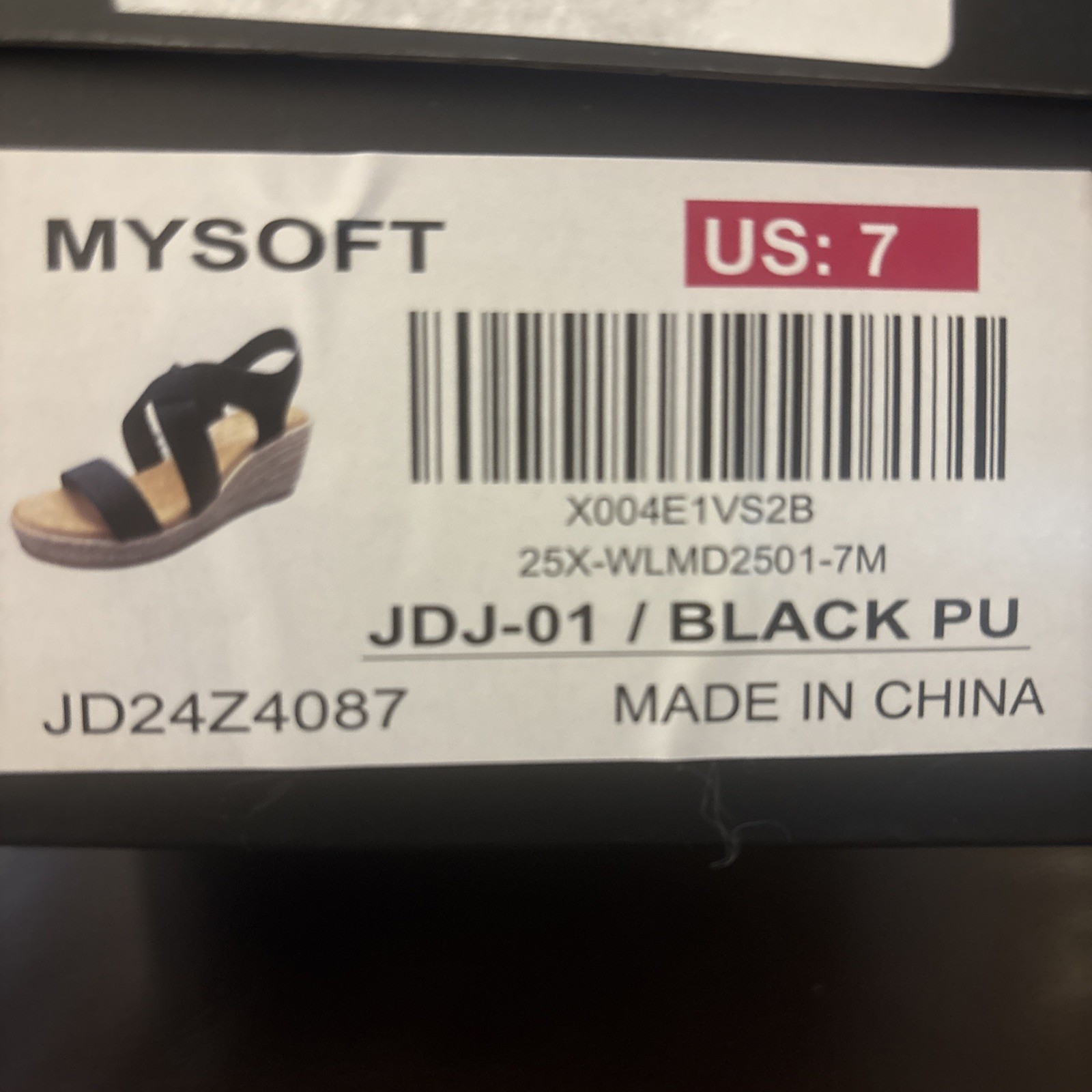 My Soft JDJ-01/Black PU Sandals Size 7 New in Box!