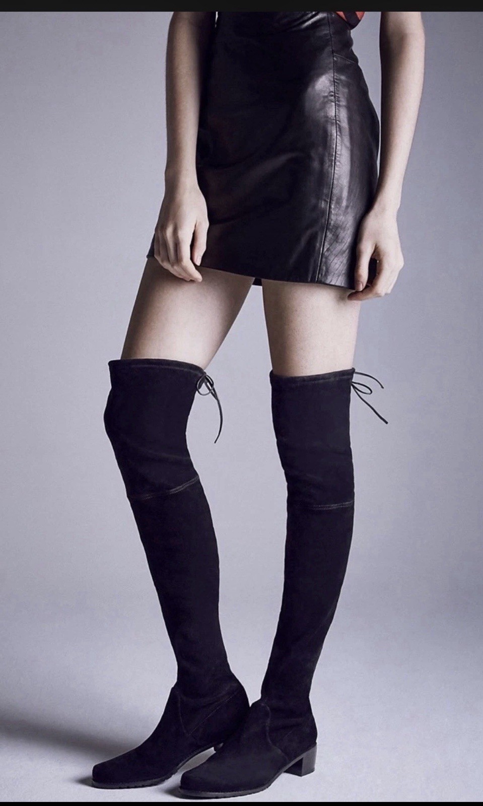 Stuart Weitzman Midland Black Over the Knee Stretch Thigh Lowland Suede Sz 8.5