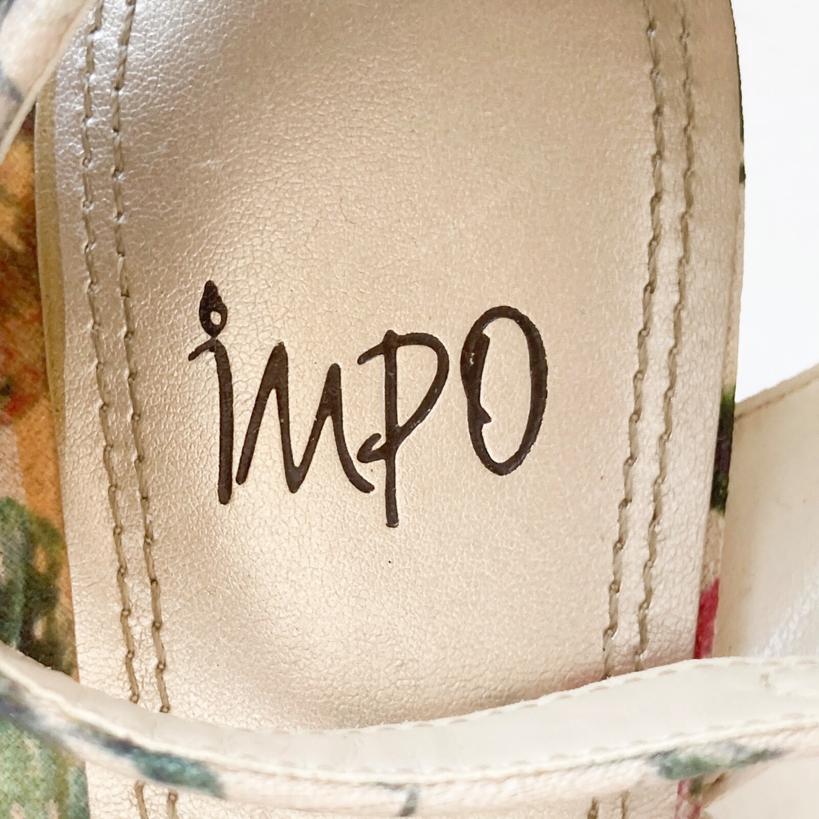 IMPO Floral Sandals Womens sz 9.5 M Varick Ankle Strap 3.25 in Heel Fabric