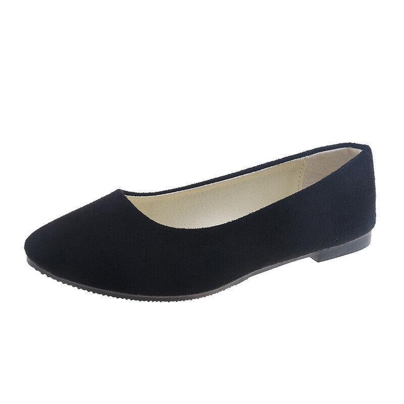 Womens Flat Pumps Suede Ballet Ballerina Dolly Bridal Shoes Sandals Size Slip On