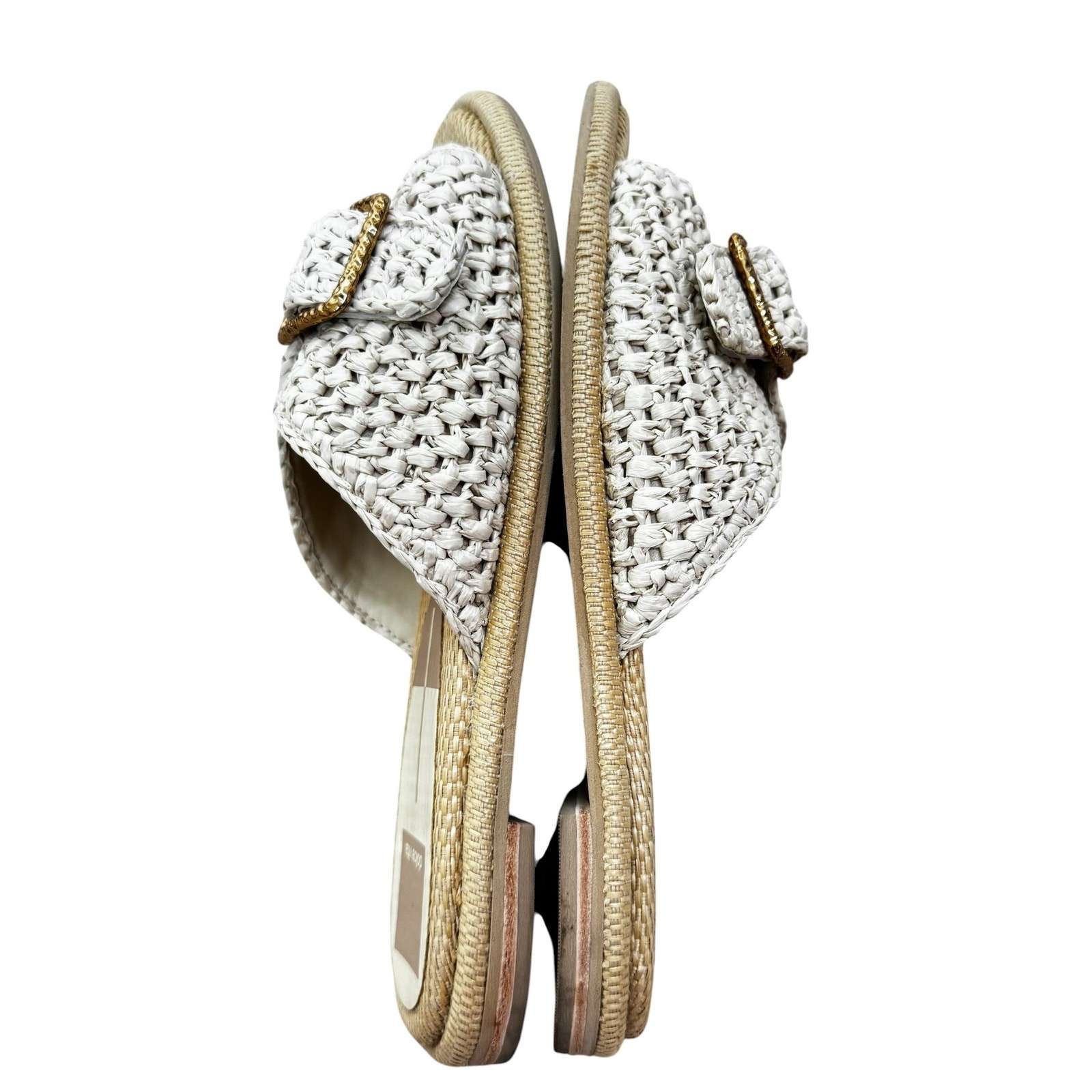 Dolce Vita Alonzo Women’s Sandal Ivory Raffia Gold Buckle Size 8