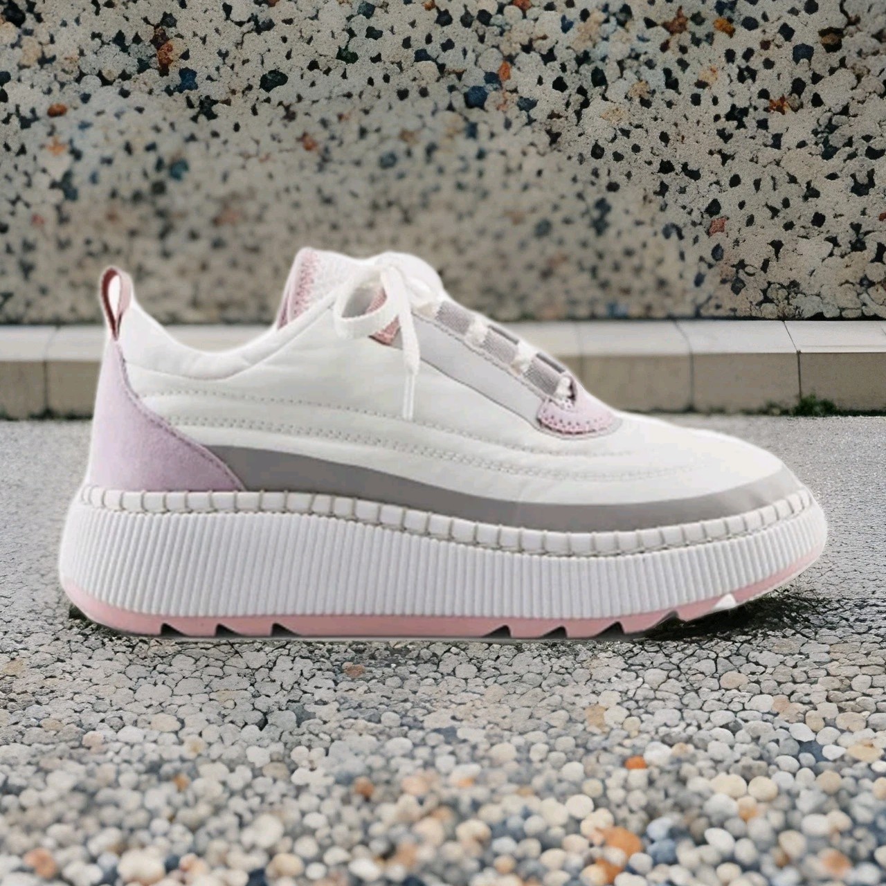 NEW Wmn’s SZ 10, COUGAR Sayah Shoes WHITE / LAVENDER Platform Sneaker. 229864