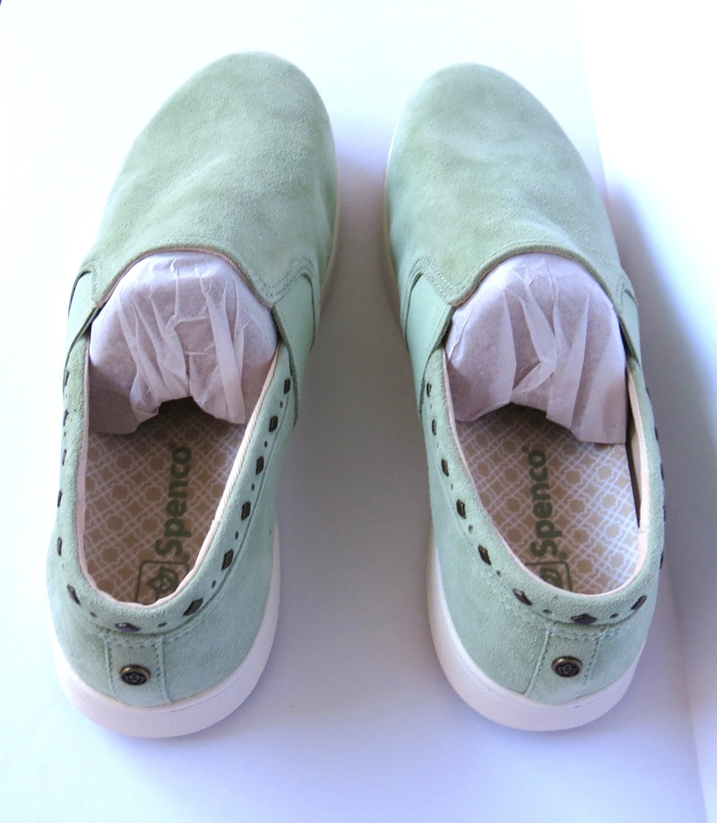 Spenco Suede Orthotic Slip-On Comfort Shoes Women’s Frosted Sage Green 11 Wide