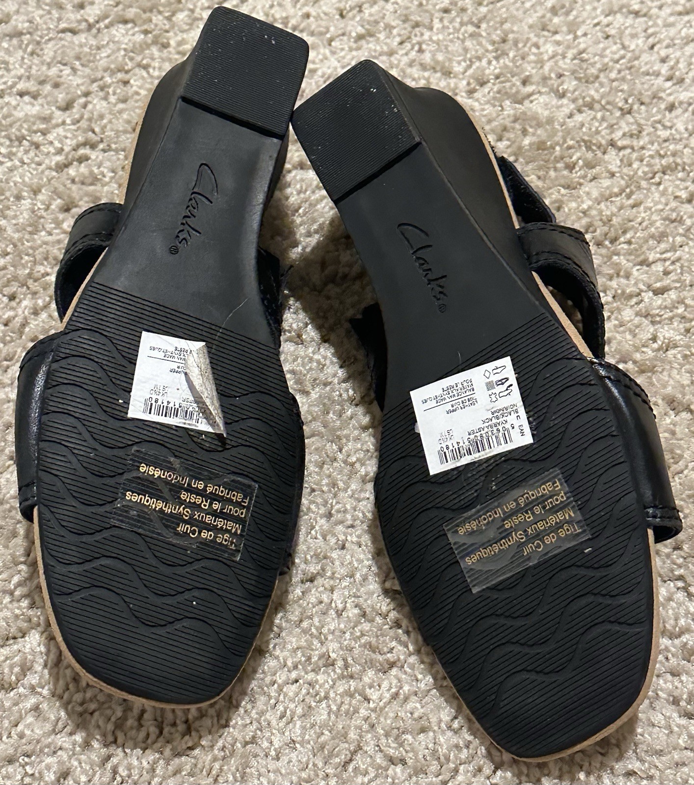 Clark’s Collection Women’s Wedge Sandals Size 7M Black 2.75 In Heel