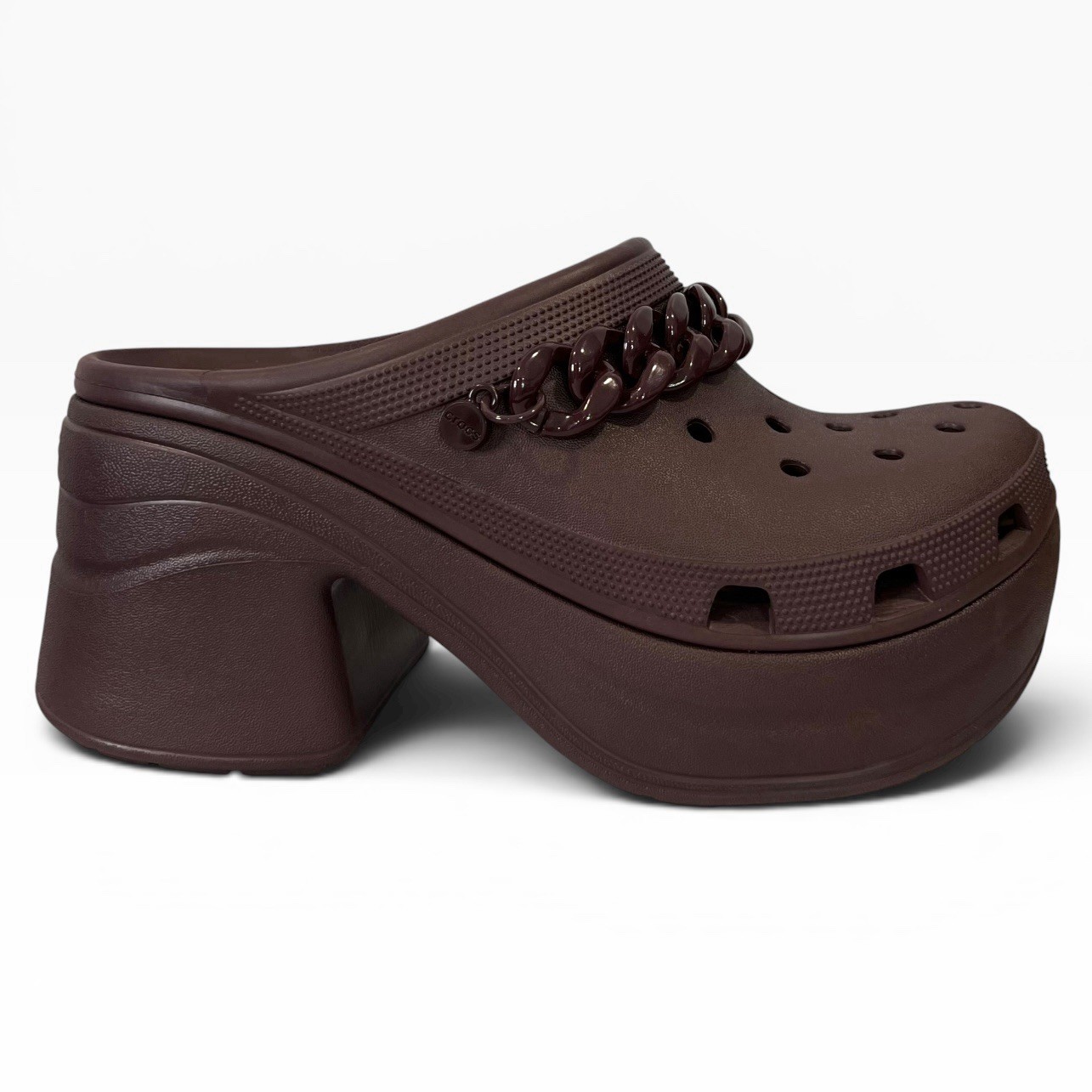 Crocs Siren Chain Platform Clogs Womens 11 Burgundy Chunky Heel Iconic Comfort