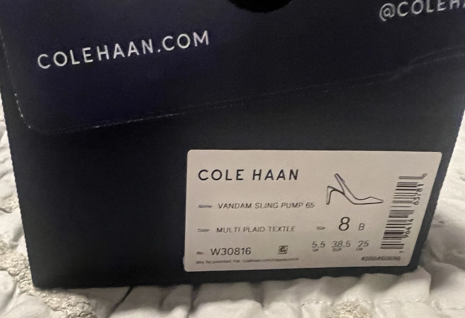 Cole Haan Women’s Plaid Textile Pointed Toe Stiletto Slingback Heels 8B